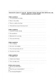 English Worksheet: Revision Exercises on Tenses