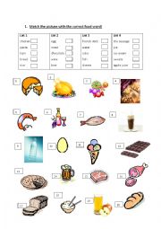 English Worksheet: Food Exercise of vocabulary