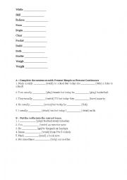 English Worksheet: Present Simple and Present Continuous II