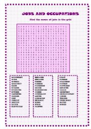 Jobs and occpations :wordsearch