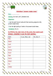 English Worksheet: Present simple worksheet