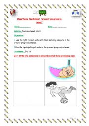 English Worksheet: Present Progressive