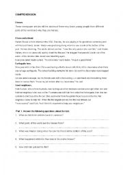 English Worksheet: My Hero