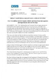 English Worksheet: CA garage sale questions with text
