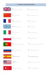 English Worksheet: Countries and nationalities