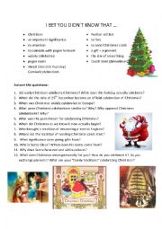 English Worksheet: The History of Christmas (based on a short video)