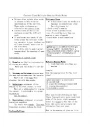 English Worksheet: Context Clues Notes