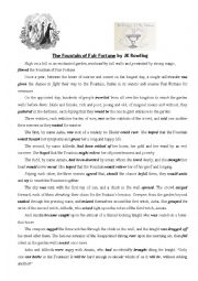 English Worksheet: FOUNTAIN OF FAIR FORTUNE by JK Rowling Vocab exercise with Answers