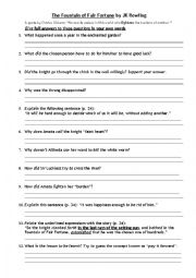 English Worksheet: FOUNTAIN OF FAIR FORTUNE by JK Rowling Comprehension Q with Answers