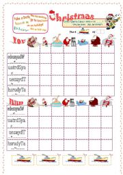 English Worksheet: battleship Christmas Santas routines