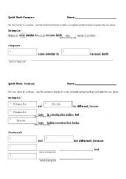 Compare and Contrast Sentence Frames half pages