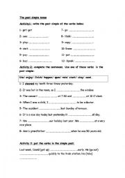 English Worksheet: The past simple tense