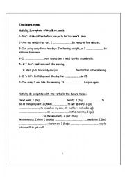 English Worksheet: The Future simple tense