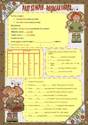 English Worksheet: PAST SIMPLE - REGULAR VERBS - RULES AND EXERCISES