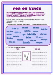 English Worksheet: For /Since or Ago