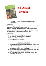 English Worksheet: All About Britain Activities chapter 6