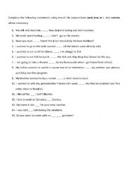 English Worksheet: Conjuctions ( and , but , or )