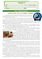 English Worksheet: The impact of television on young children