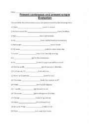 English Worksheet: Present simple or present continuous