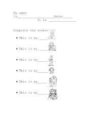 English Worksheet: My family