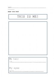 English Worksheet: This is me-draw your face