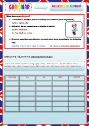 English Worksheet: ADJECTIVE - ORDER