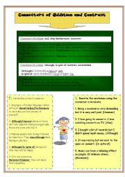 English Worksheet: Addition & Contrast Connectors