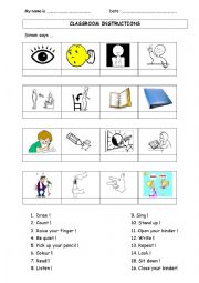 English Worksheet: Classroom instructions