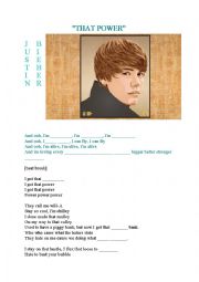 English Worksheet: That power by Justin Bieber