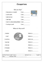 English Worksheet: Where do they work?