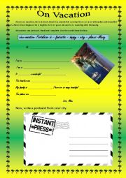 English Worksheet: On vacation