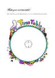 English Worksheet: time table worksheet