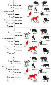 English Worksheet: ANIMALS CROSSWORD