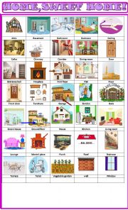 English Worksheet: Home, sweet home! :pictionary