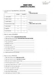 English Worksheet: Present Simple Affirmative and Negative