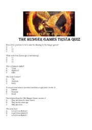 English Worksheet: The Hunger Games Trivia Quiz