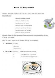 English Worksheet: Money and Evil