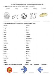 English Worksheet: Vocabulary Quiz