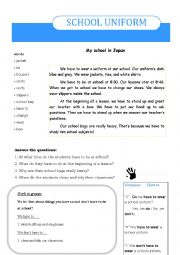 English Worksheet: School Uniform