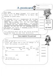 English Worksheet: postcard