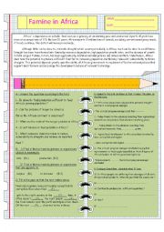 English Worksheet: famine in Africa 