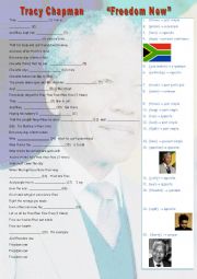 English Worksheet: Freedom Now by Tracy Chapman (Tribute to Nelson Mandela)