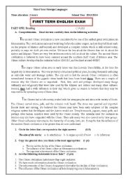 English Worksheet: AN EXAM ABOUT ANCIENT CIVILIZATIONS: THE OLMECS