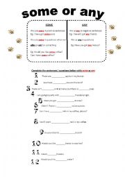 English Worksheet: Some or any?