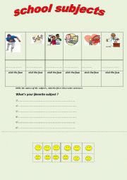 English Worksheet: school subjects