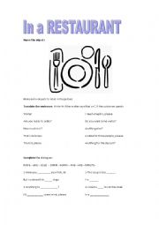 English Worksheet: Restaurant: objects on the table