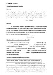 English Worksheet: MID TERM TEST 2