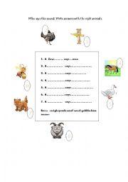 English Worksheet: animal sounds