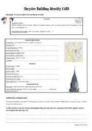 English Worksheet: Chrysler Building identity card
