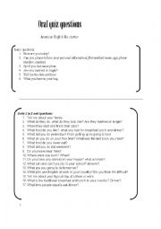 English Worksheet: oral exam guide starter